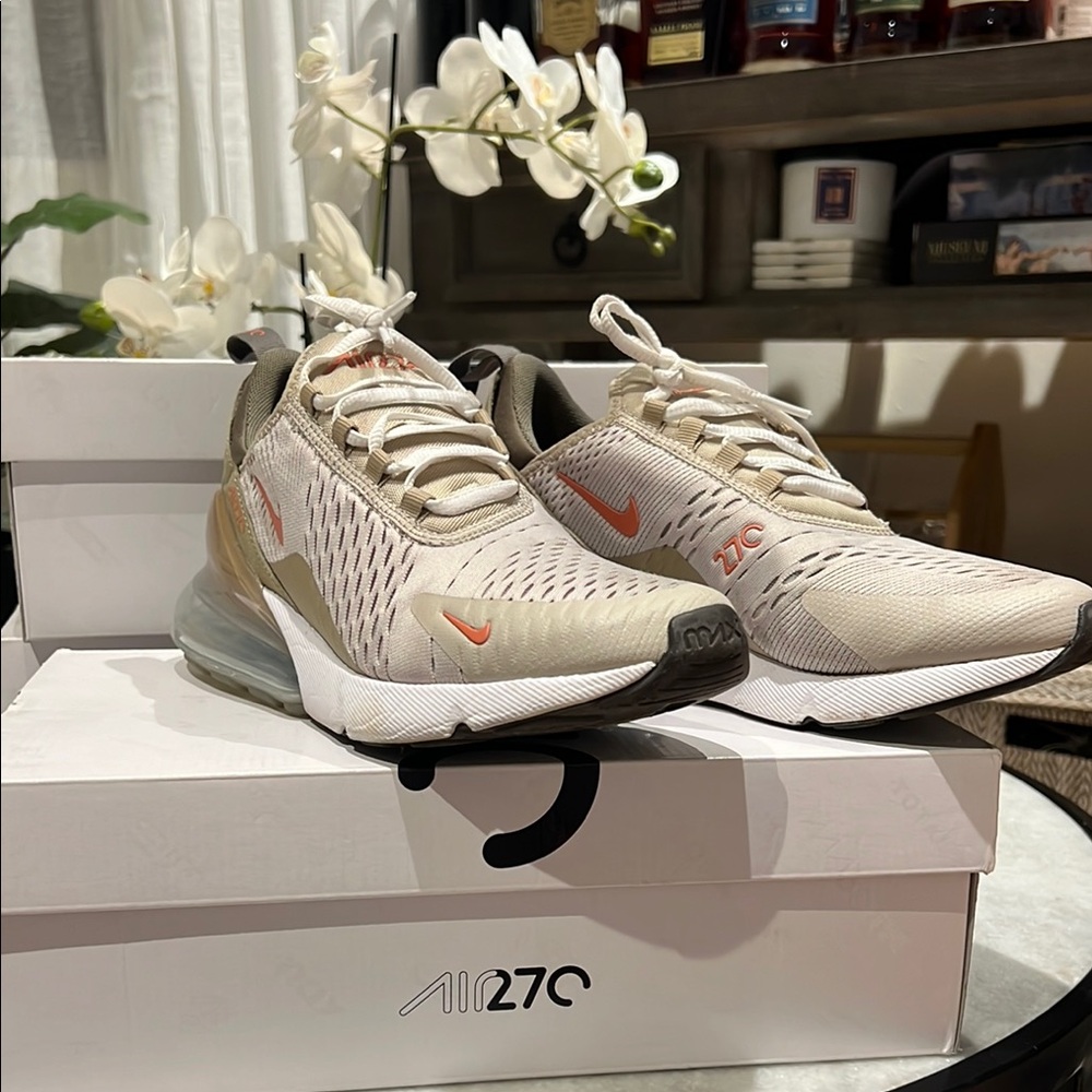 Nike Cream and Orange Sneakers with Modern Design